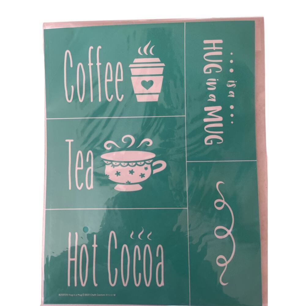 NWT Chalk Couture 8.5 x‎ 11 Hug In A Mug  Reusable Transfer